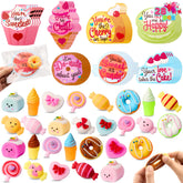 28 Packs Valentine's Day Cards with Candy Mochi Squishy Toys for Kids Classroom Exchange