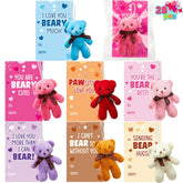 28 Packs Valentine's Day Cards with Mini Bear Plush Toys for Kids Classroom Exchange