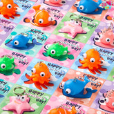 28 Valentine's Day Gift Cards with Sea Animal Pop-Eye Keychains