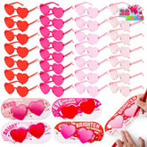 28 Packs Valentine's Day Heart Sunglasses with Cards, Classroom Exchange Gifts for Kids
