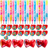 28-Piece Valentine's Day Heart Bracelet and Card Set for Kids Classroom Exchange Gifts