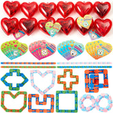 28-Piece Valentine's Day Heart Gift Set with Snake Cube and Cards for Kids Classroom Exchange