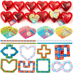 28-Piece Valentine's Day Heart Gift Set with Snake Cube and Cards for Kids Classroom Exchange