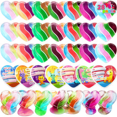 28-Piece Heart-Shaped Multicolor Slime Set with Stickers