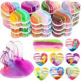 28-Piece Heart-Shaped Multicolor Slime Set with Stickers