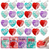 28 Heart-Shaped Push Pop Fidget Toys with Valentine's Day Cards for Kids Classroom Exchange Gifts