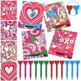 28-Piece Kids Valentine's Day Cards with Heart-Shaped Crayons - Classroom Exchange Gifts