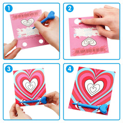 28-Piece Kids Valentine's Day Cards with Heart-Shaped Crayons - Classroom Exchange Gifts