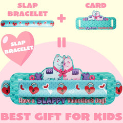 28Pcs Kids Valentine's Cards with Slap Bracelet - Classroom Exchange Gifts