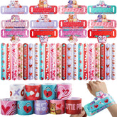 28Pcs Kids Valentine's Cards with Slap Bracelet - Classroom Exchange Gifts