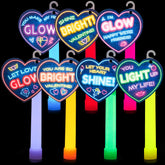 28Pcs Kids Valentine's Day Cards with Ultra Bright Large Glow Sticks - Classroom Exchange Gifts