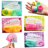28 Rainbow Spring Toys with Valentine's Day Cards for Kids Classroom Exchange Gifts