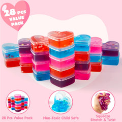 28-Piece Heart Toys with Valentine's Day Cards for Kids Classroom Exchange Gifts