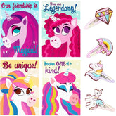 28 Unicorn Hairpins with Valentine's Day Cards for Kids Classroom Exchange Gifts