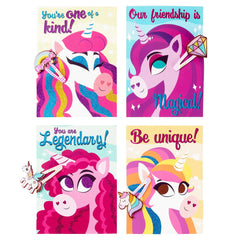 28 Unicorn Hairpins with Valentine's Day Cards for Kids Classroom Exchange Gifts