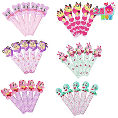28-Piece Valentine's Day Stationery Set with Treat Bags for Kids - Classroom Exchange Gifts