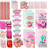 28-Piece Valentine's Day Stationery Set with Treat Bags for Kids - Classroom Exchange Gifts