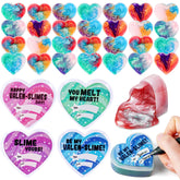 30 Cosmic Realm Slime Hearts with Valentine's Day Cards for Kids Classroom Exchange