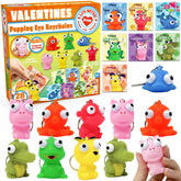 28-Pack Animal Keychains with Googly Eyes and Valentine's Day Cards for Kids