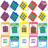 28-Piece Tic-Tac-Toe Keychain Gifts with Valentine's Day Cards for Classroom Exchange