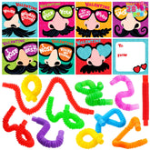 28 Packs Nose Picking Valentine's Day Cards with Pop Tubes for Kids