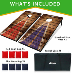 Classic Cornhole Board Toss Game Set (2-Pack, 4x2 ft) with 8 Bean Bags, Travel Case & Rules
