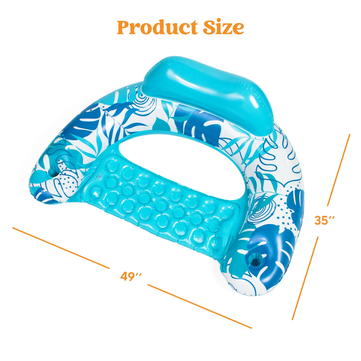 2 Pack Inflatable Pool Chairs with Cup Holders - Floating Lounge Floats