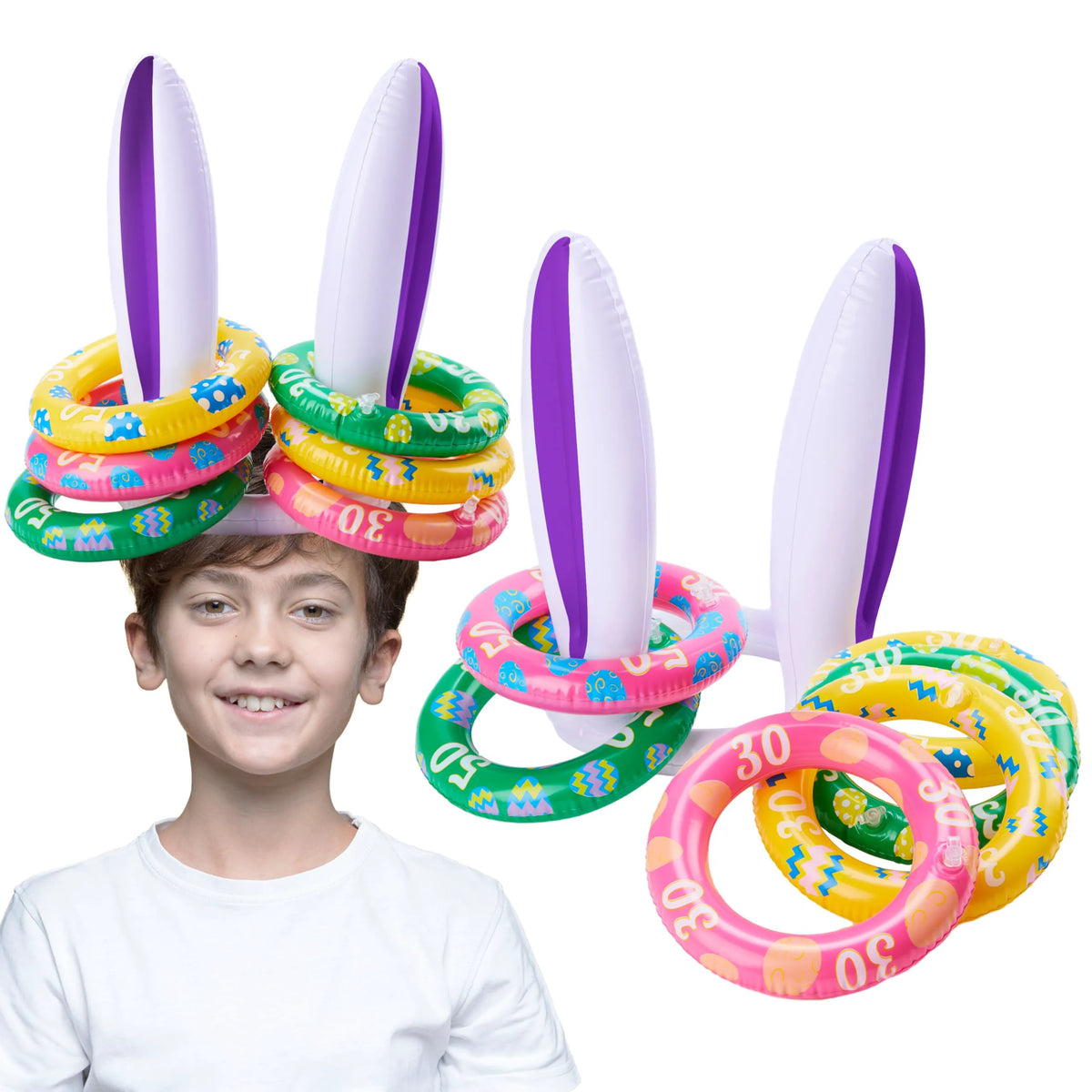 Inflatable Bunny Ears Ring Toss Game (2 Sets) for Indoor & Outdoor Parties