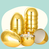 6 Large Gold Easter Eggs, 6-Inch Jumbo Plastic Fillable Eggs for Easter Hunt