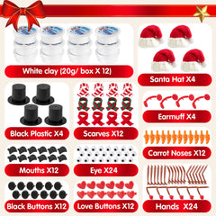 12 Pack DIY Snowman Craft Kit - Christmas Build Your Own Snowman Activity
