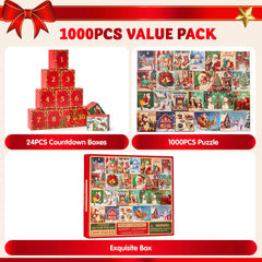 1000-Piece 24-Day Christmas Advent Calendar Puzzle Set