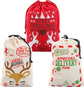 Large Santa Drawstring Bags, Set of 3