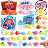 30 Packs Valentine's Day Gift Cards with Mochi Squishy Toys for Kids Exchange Prizes