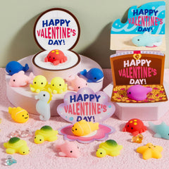 30 Packs Valentine's Day Gift Cards with Mochi Squishy Toys for Kids Exchange Prizes