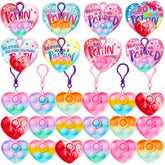 30 Packs Valentine's Day Gift Cards with 6 Designs and Heart Bubble Keychain
