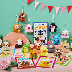 30-Pack Valentine's Day Cards with Animal Plush Toys for Kids