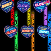 30 Packs Valentine's Day Cards with Bright Large Glow Sticks for Kids Classroom Exchange