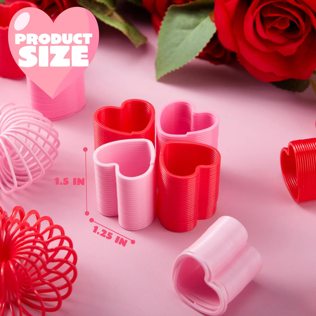 30-Pack Valentine's Day Multicolor Heart Coil Spring Toys for Kids Classroom Exchange