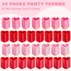 30-Pack Valentine's Day Multicolor Heart Coil Spring Toys for Kids Classroom Exchange