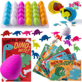 30 Pack Valentine's Day Cards with Hatching Dinosaur Eggs Toys and Hangers - Classroom Exchange Gifts