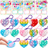 30-Pack Valentine's Day Gift Cards with Heart-Shaped Stress Relief Fidget Toys