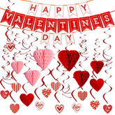 31Pcs Happy Valentine's Banner with Paper Flower