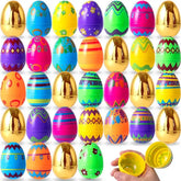 32Pcs 3.15in Printed Easter Eggs with 8 Golden Eggs for Easter Egg Hunt