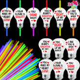 36 Neon Valentine's Day Gift Cards with Glow Sticks and Glow Necklaces