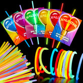 36 Neon Valentine's Day Cards with Glow Stick Bracelets for Classroom Exchange