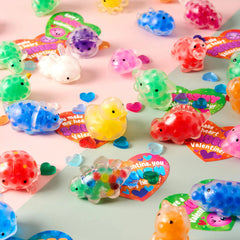 36 Pack Valentine's Day Heart Cards with Jelly Squishy Toys for Classroom Exchange