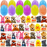 36 Prefilled Easter Eggs with 2.35-Inch Animal Plush Toys for Easter Egg Hunt
