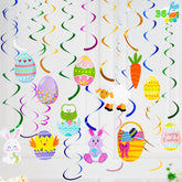 36 Pcs Easter Foil Swirl Hanging Decor for Party and Home