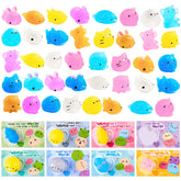 36 Packs Valentine's Day Gift Cards with Glitter Mochi Squishy Toys