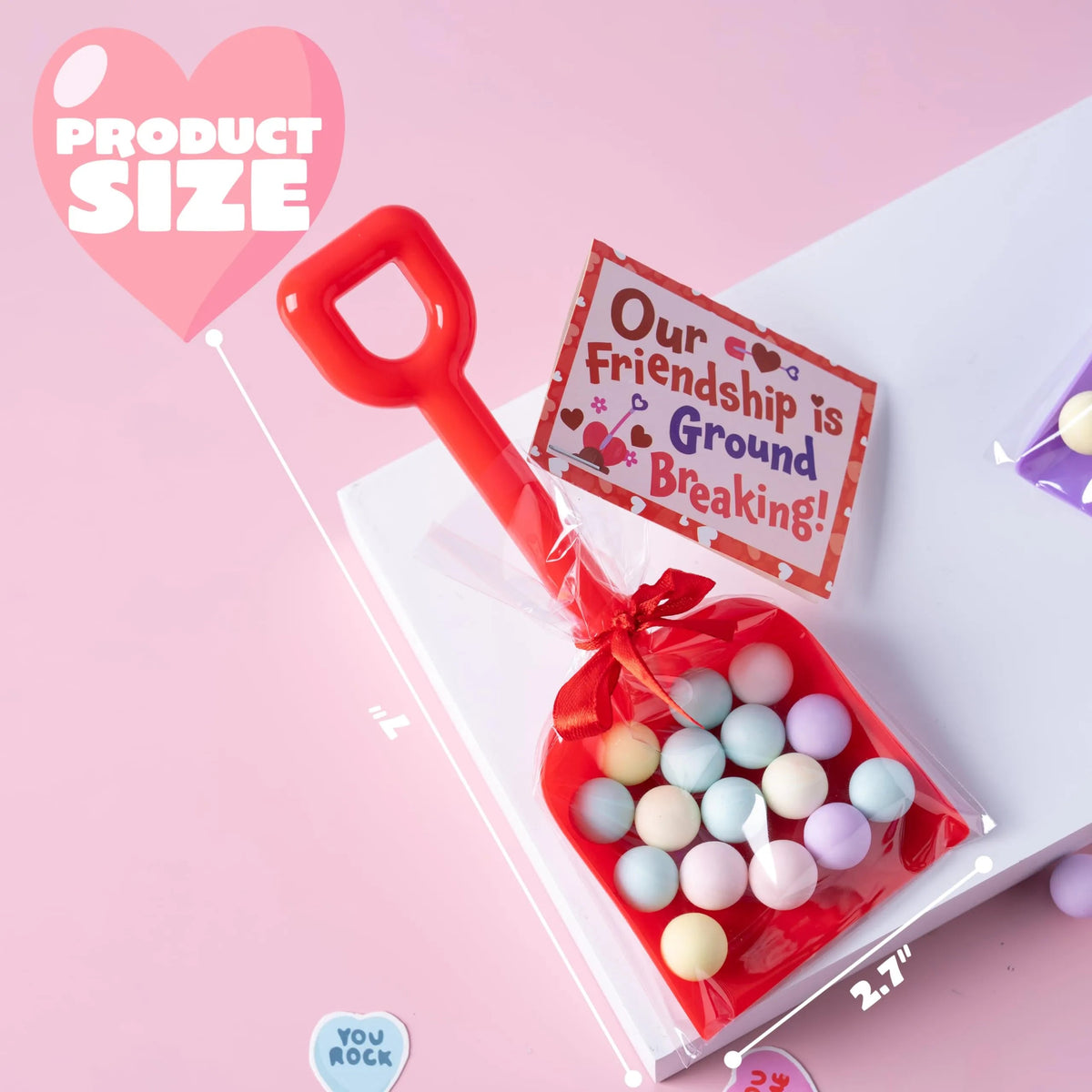 36 Plastic Shovels with Valentine's Day Cards for Kids - Classroom Exchange Gifts